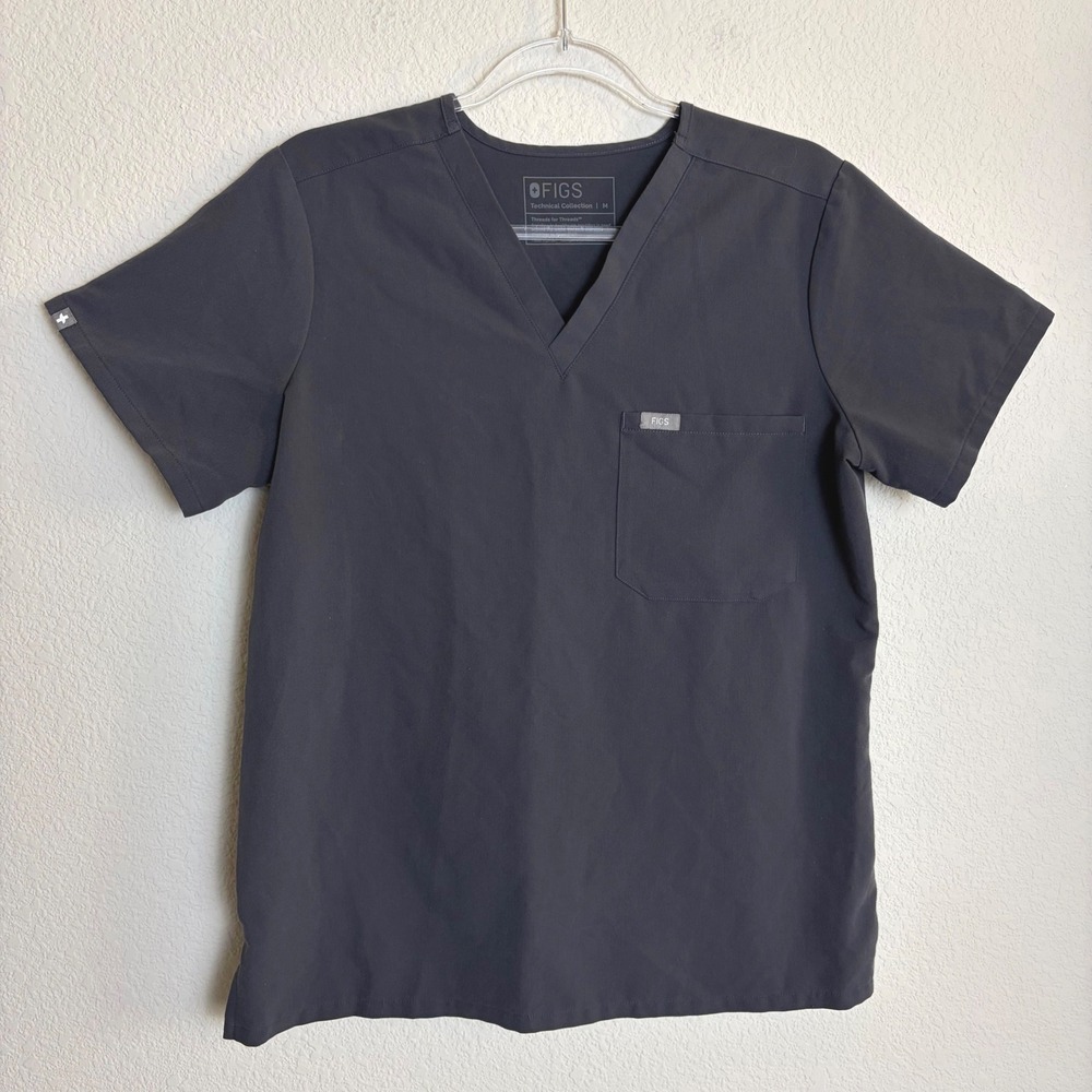 FIGS Catarina One-Pocket Scrub Top Graphite Grey Technical Collection Medium